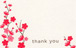 white thank you card with red flowers